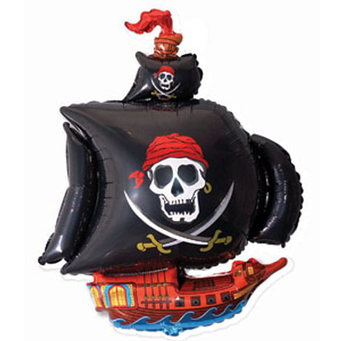 Пиратский корабль черный 102см Х 78см шар фольга