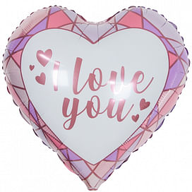 ШАР (18''/46 СМ) Сердце, Я люблю тебя (сердечки и грани) Розовый Фольгированные шары