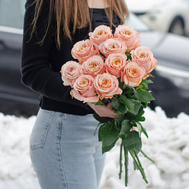 Букет пионовидных роз "Тайна" 11 роз 11 роз