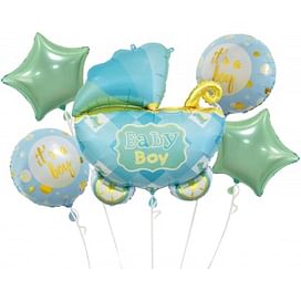 Набор шаров (35''/89 см) Коляска для мальчика, Голубой Фольгированные шары