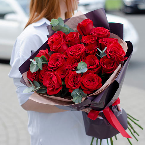 Букет "Душа моя" 21 роза Эквадорские розы