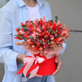 Коробка с сухоцветами "Red"