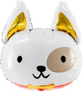 Шар (23''/58 см) Фигура, Голова, Милый Щенок, Белый