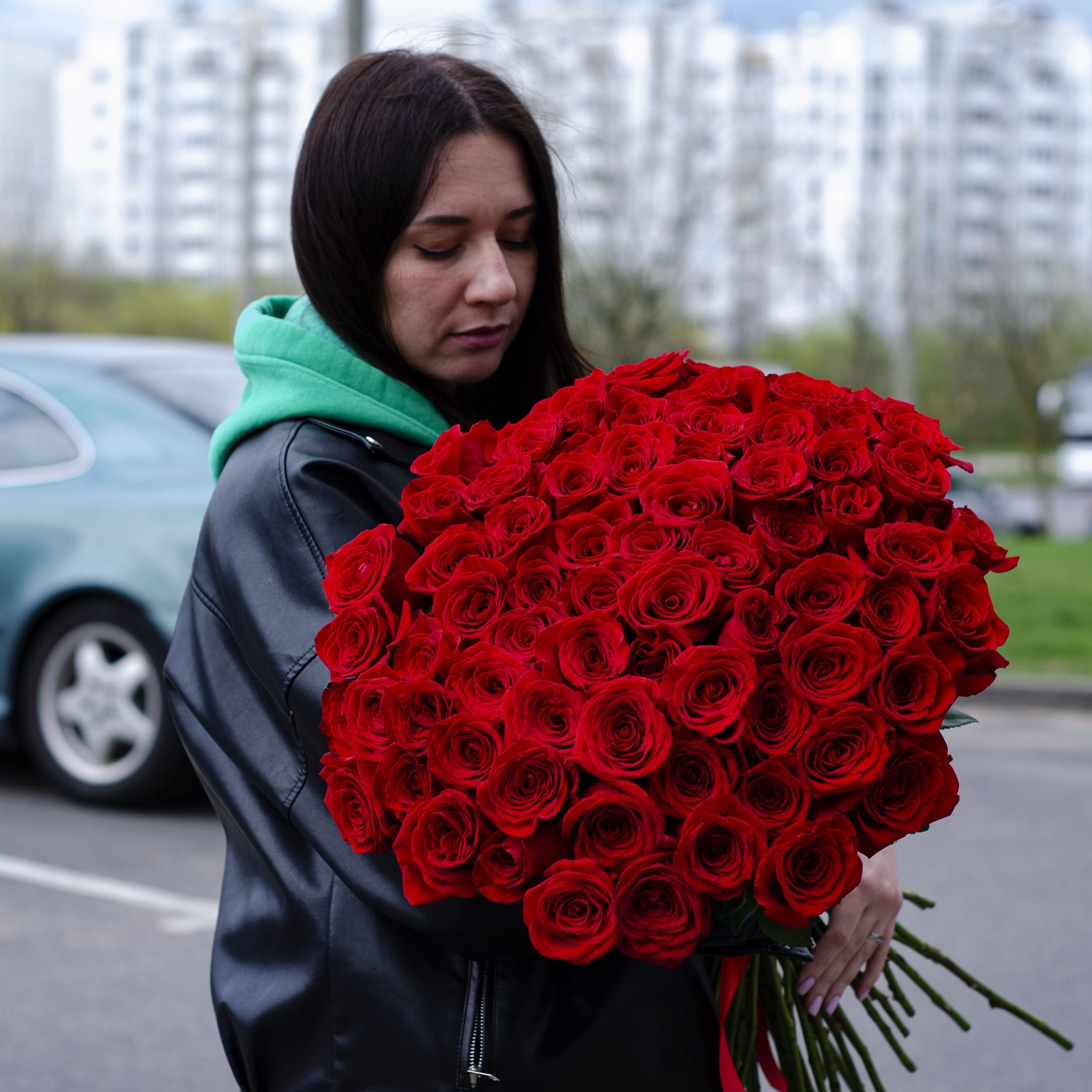 Букет из 75 роз "Коррида" 50 см