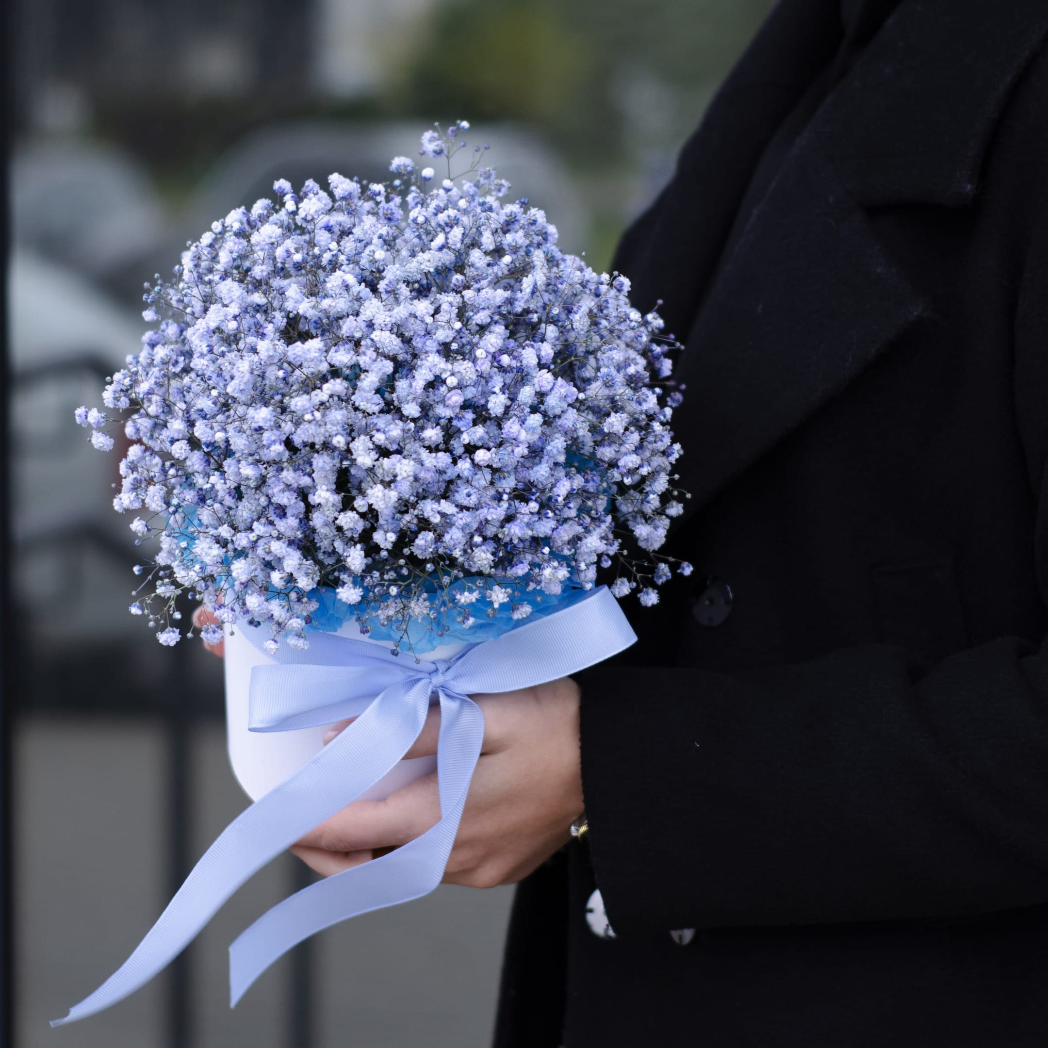 Коробка из сиреневой гипсофилы