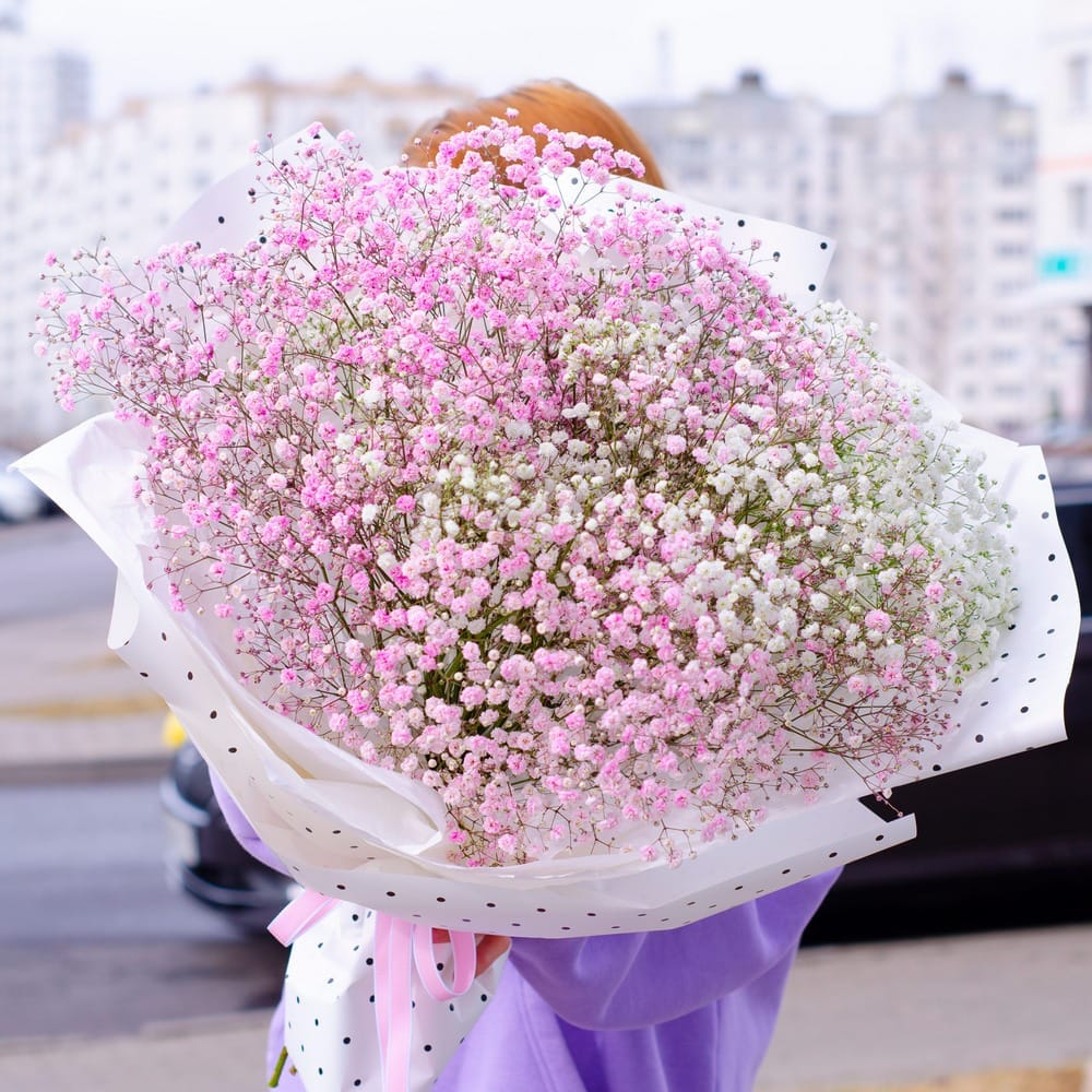 Букет из гипсофилы "Розово-белый"