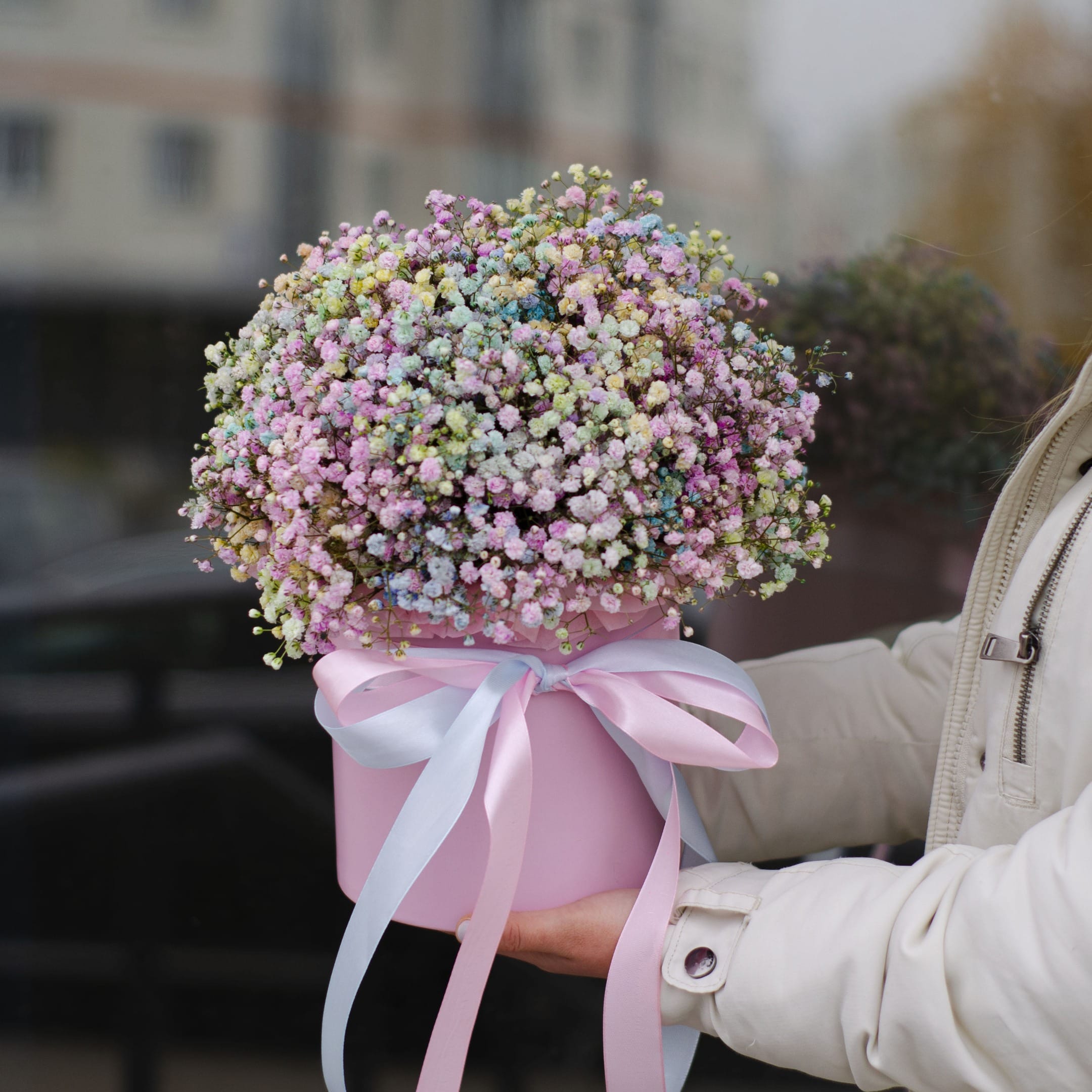 Коробка из 7 веток радужной гипсофилы