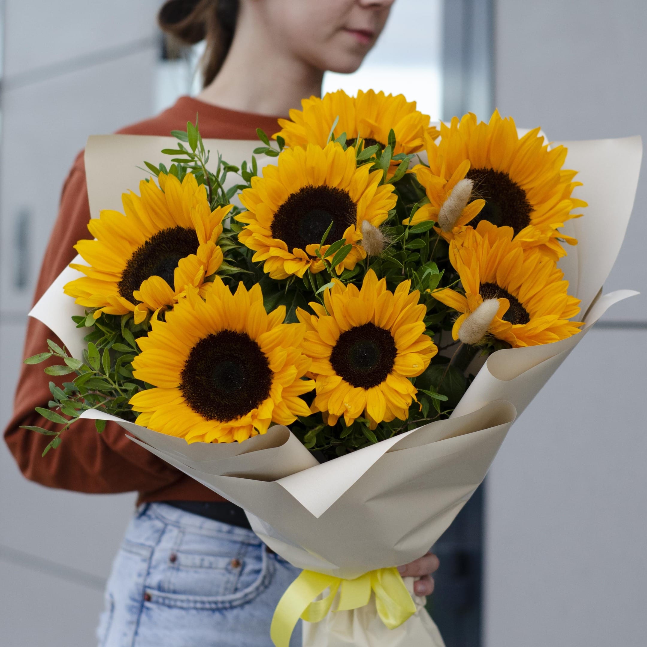 Букет из подсолнухов "Солнышки"