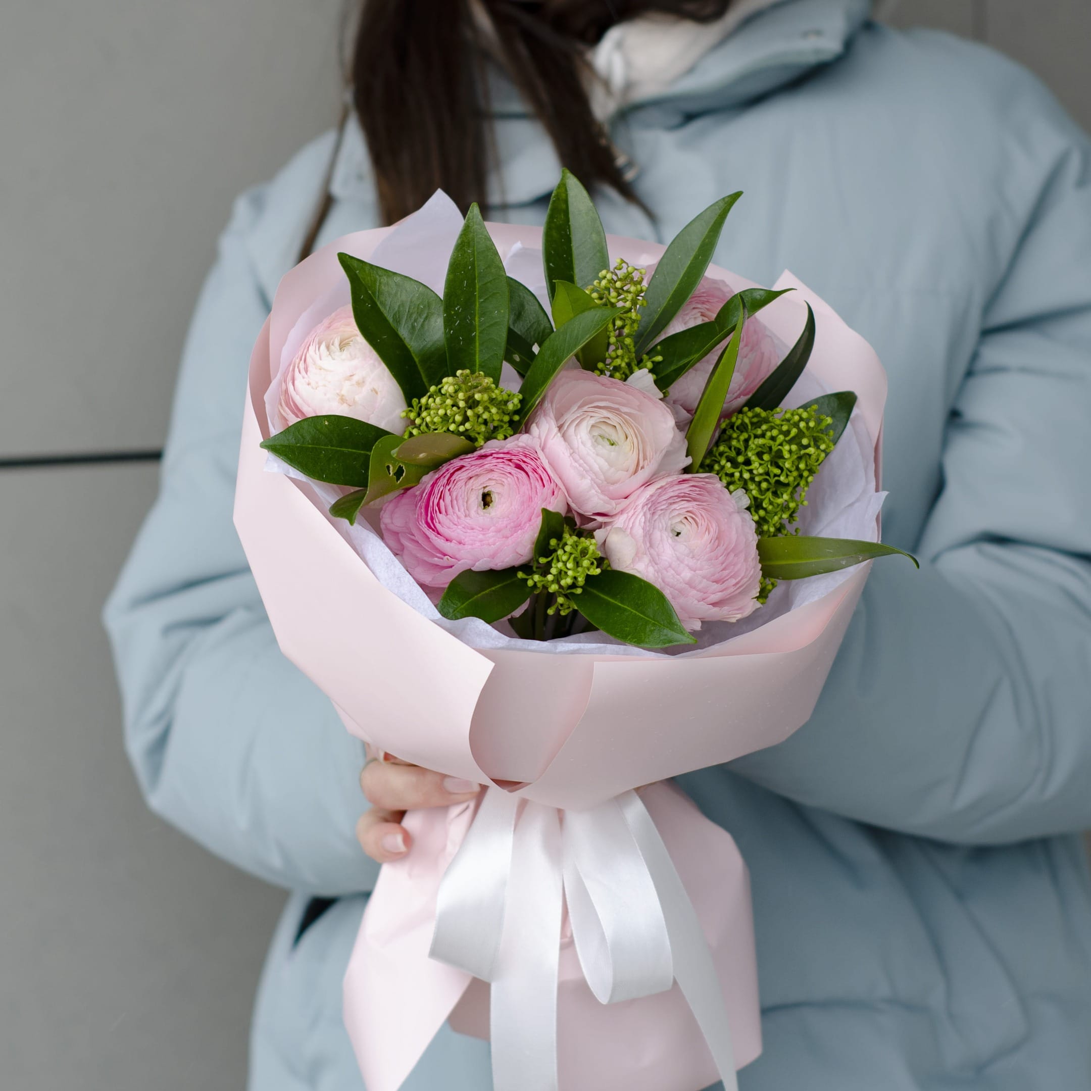 Букет ранункулюсов "Розовый зефир"