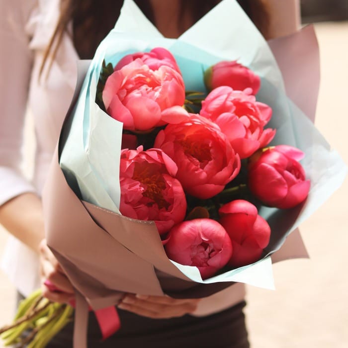 Букет из пионов "Коралл"