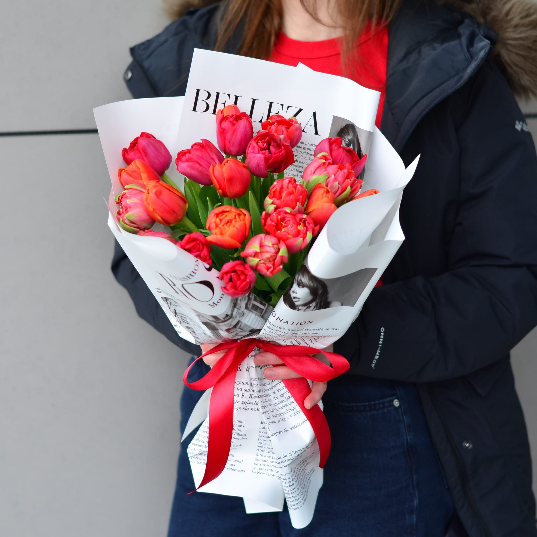 Букет из 21 пионовидного тюльпана