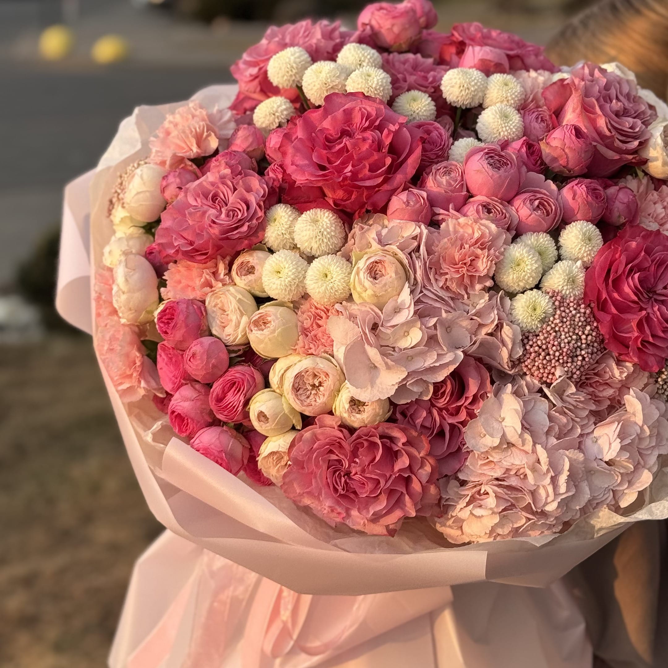 Букет цветов "Малиновый закат"