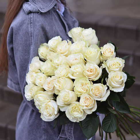 Букет роз "White" 31 роза Эквадорские розы