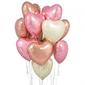 Букет из 15 шаров в форме сердца, фольгированные