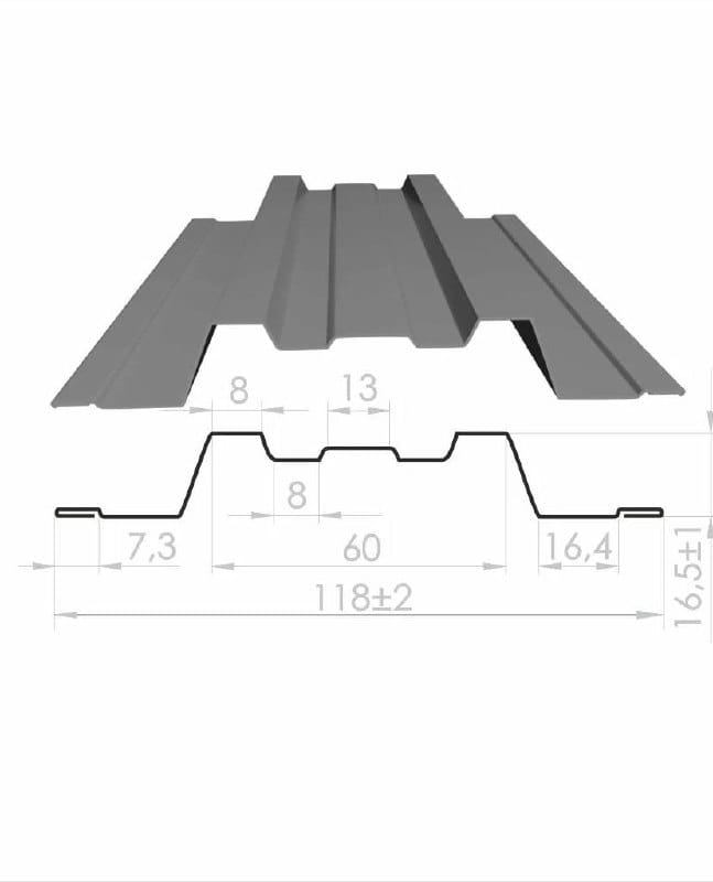 Трапеция-усиленная ( 118 мм) премиум, штакетник металлический МКтрейд Трапеция премиум 118 мм
