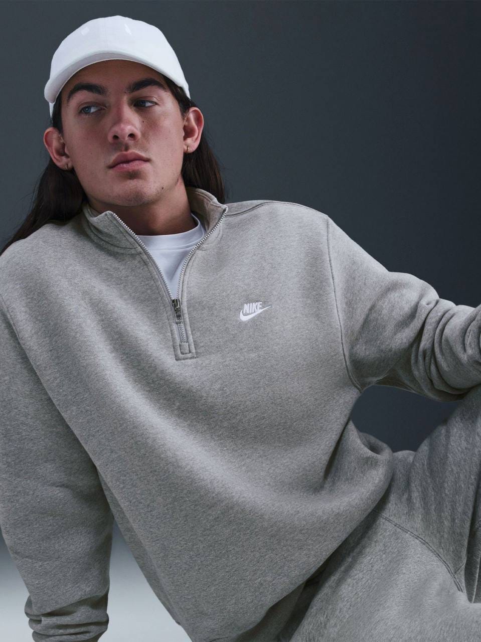 Худи Nike Sportswear Club Men's 1/2-Zip Fleece Top Grey