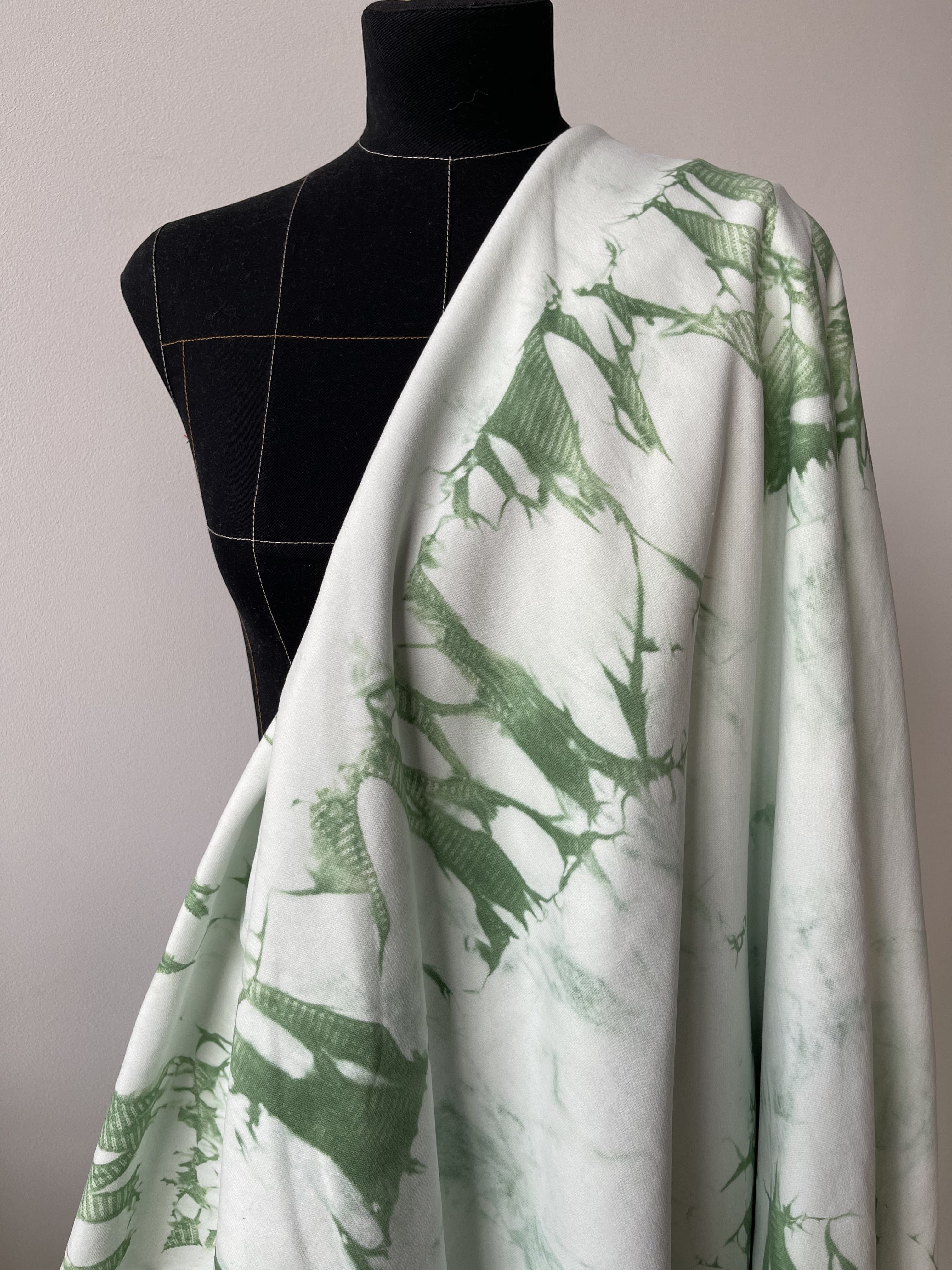 Футер 3-х нитка диагональ с эффектом велюра, Тай-дай, Олива