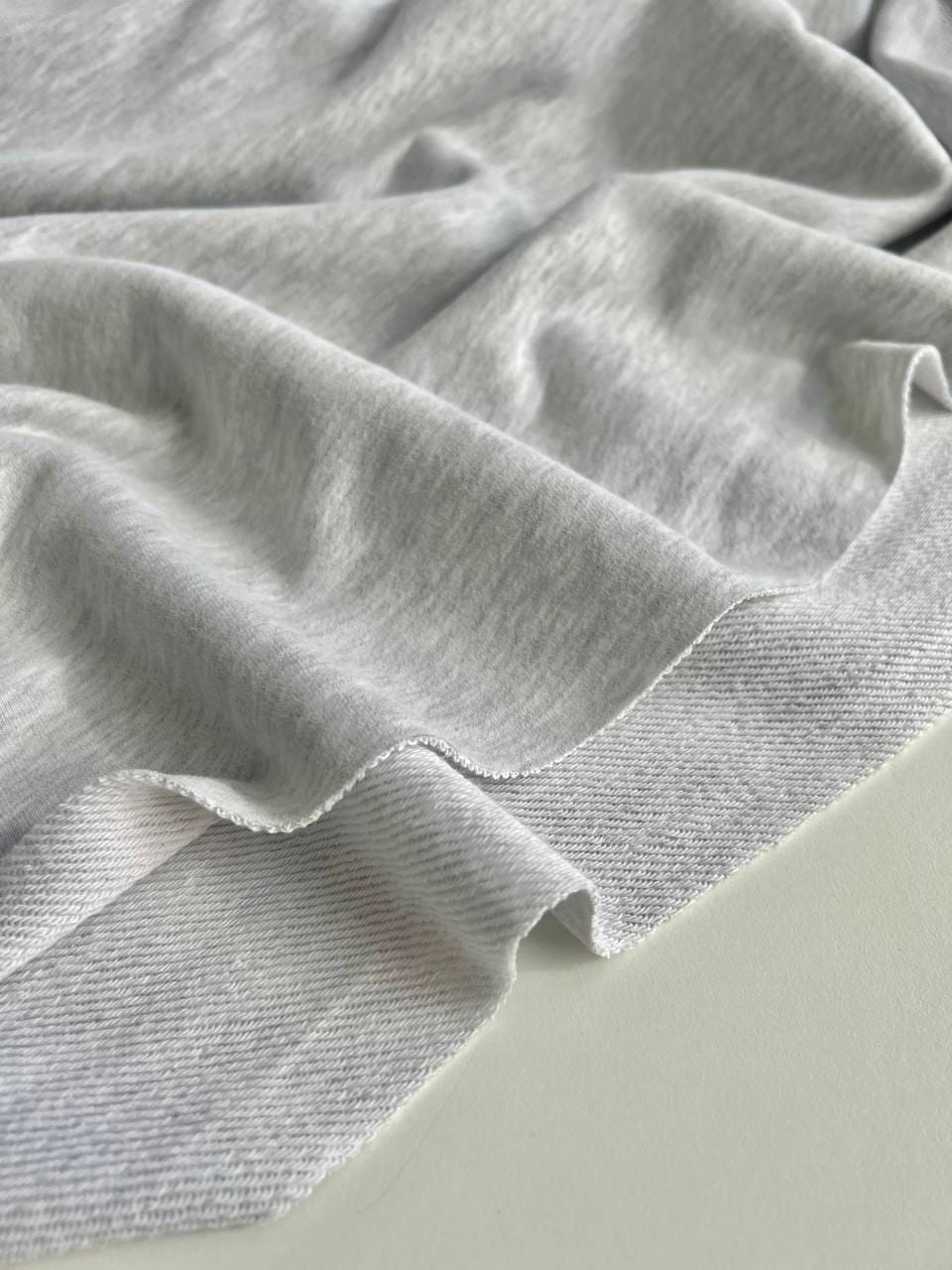 Футер 3-х нитка диагональ с эффектом велюра, Серый меланж