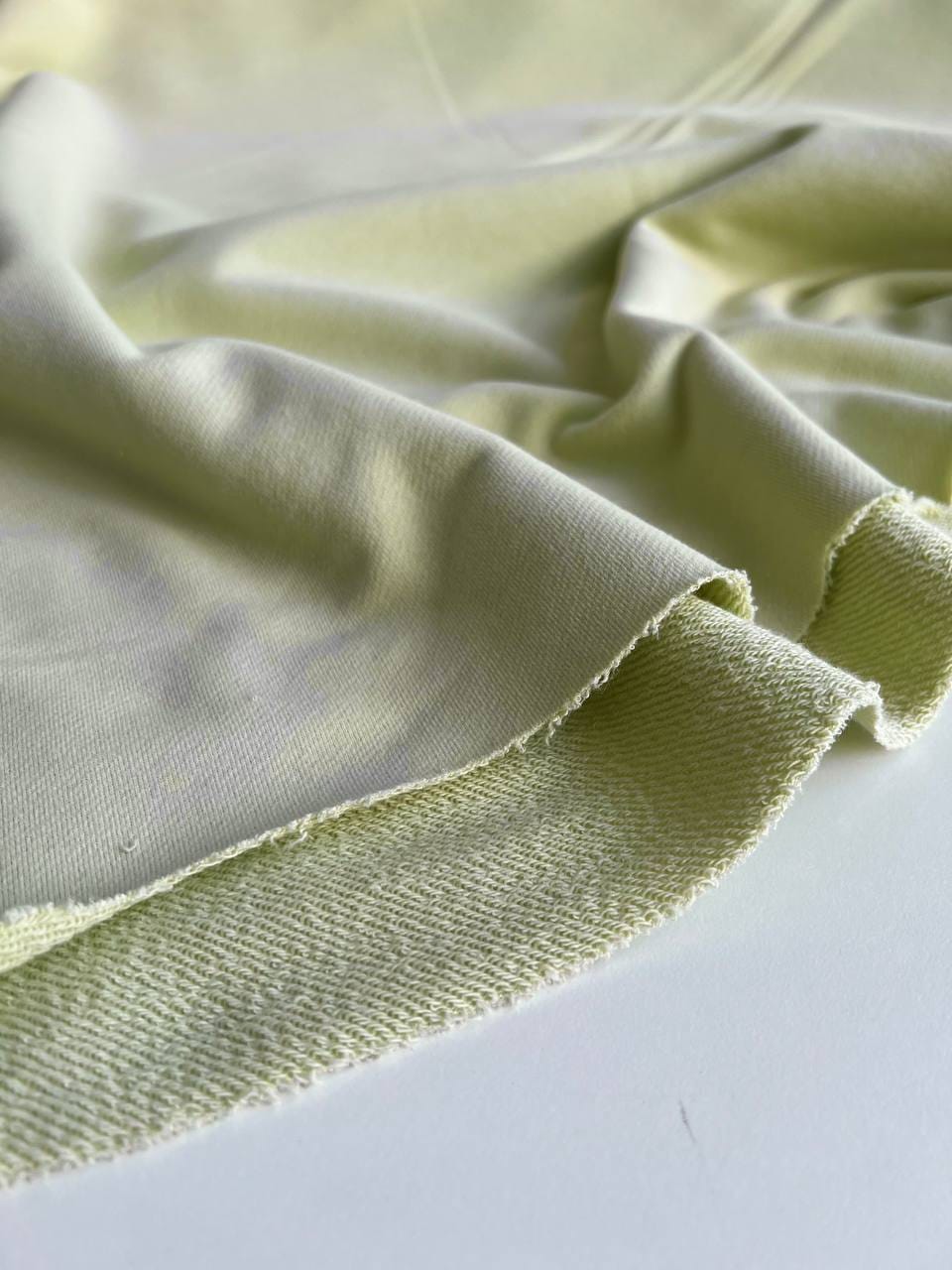 Футер 3-х нитка диагональ с эффектом велюра, Лаймовый крем