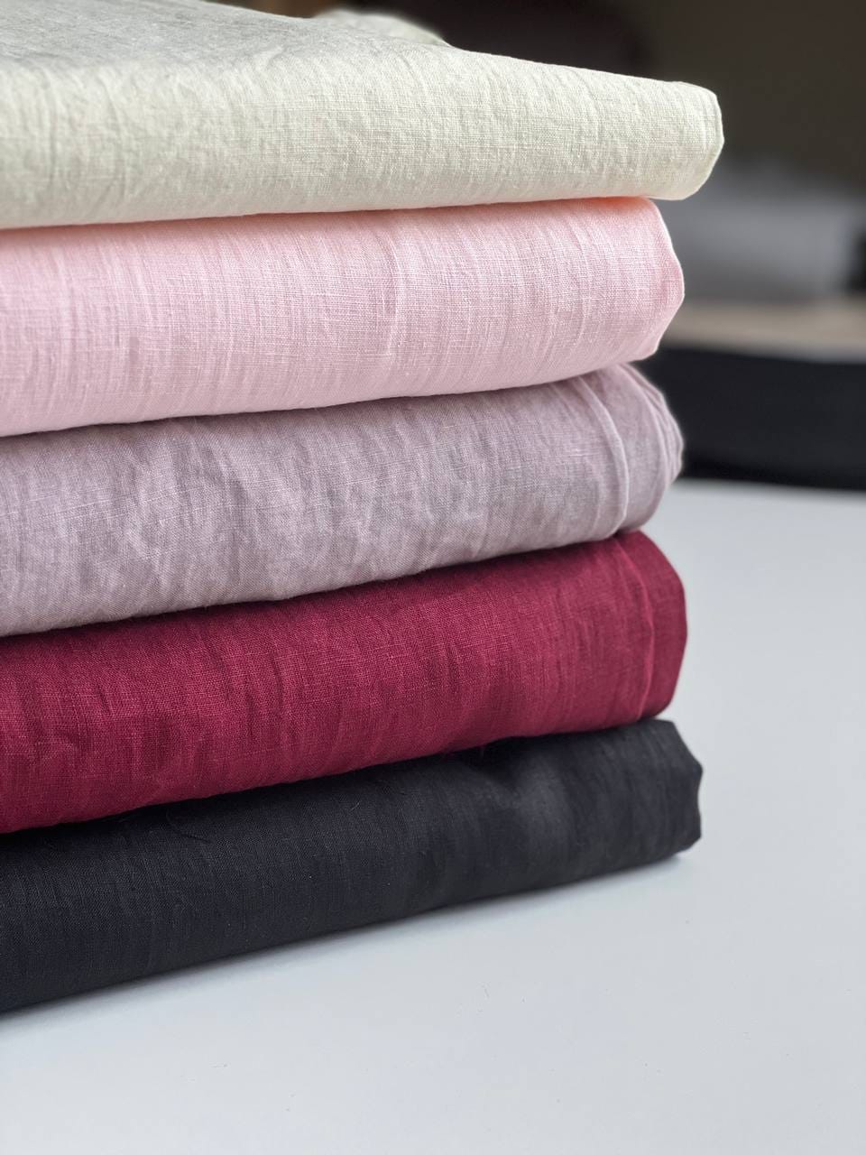 Лен 100% с эффектом мятости, Черный