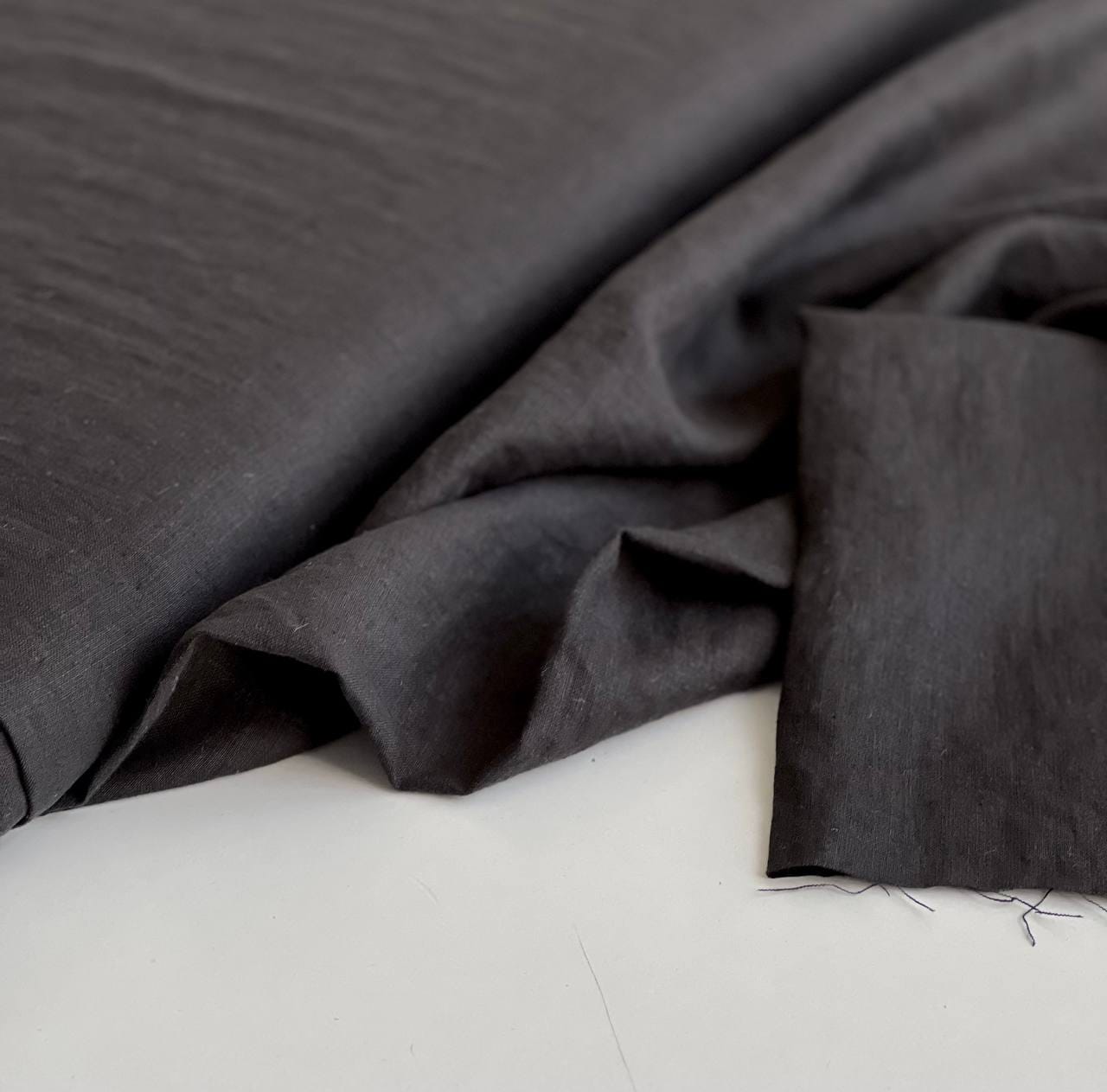 Лен 100% с эффектом мятости, Черный