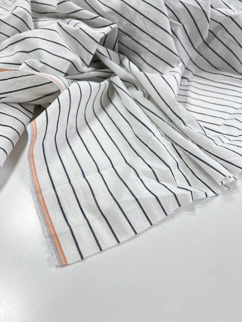 Хлопок Вареный, Полоска графит на белом