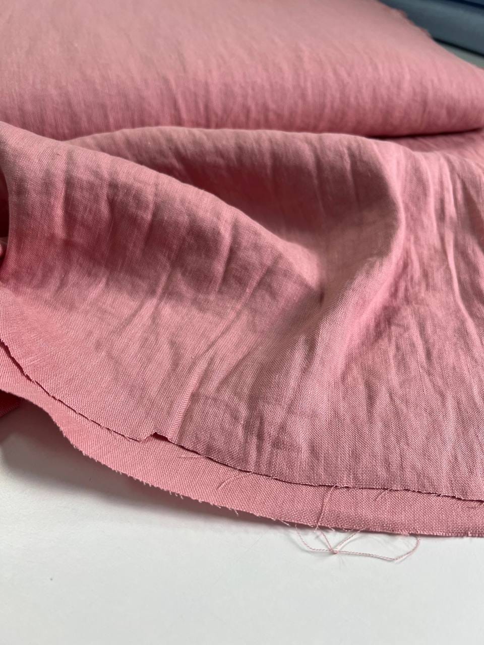 Лен с вискозой с эффектом мятости, Пудра