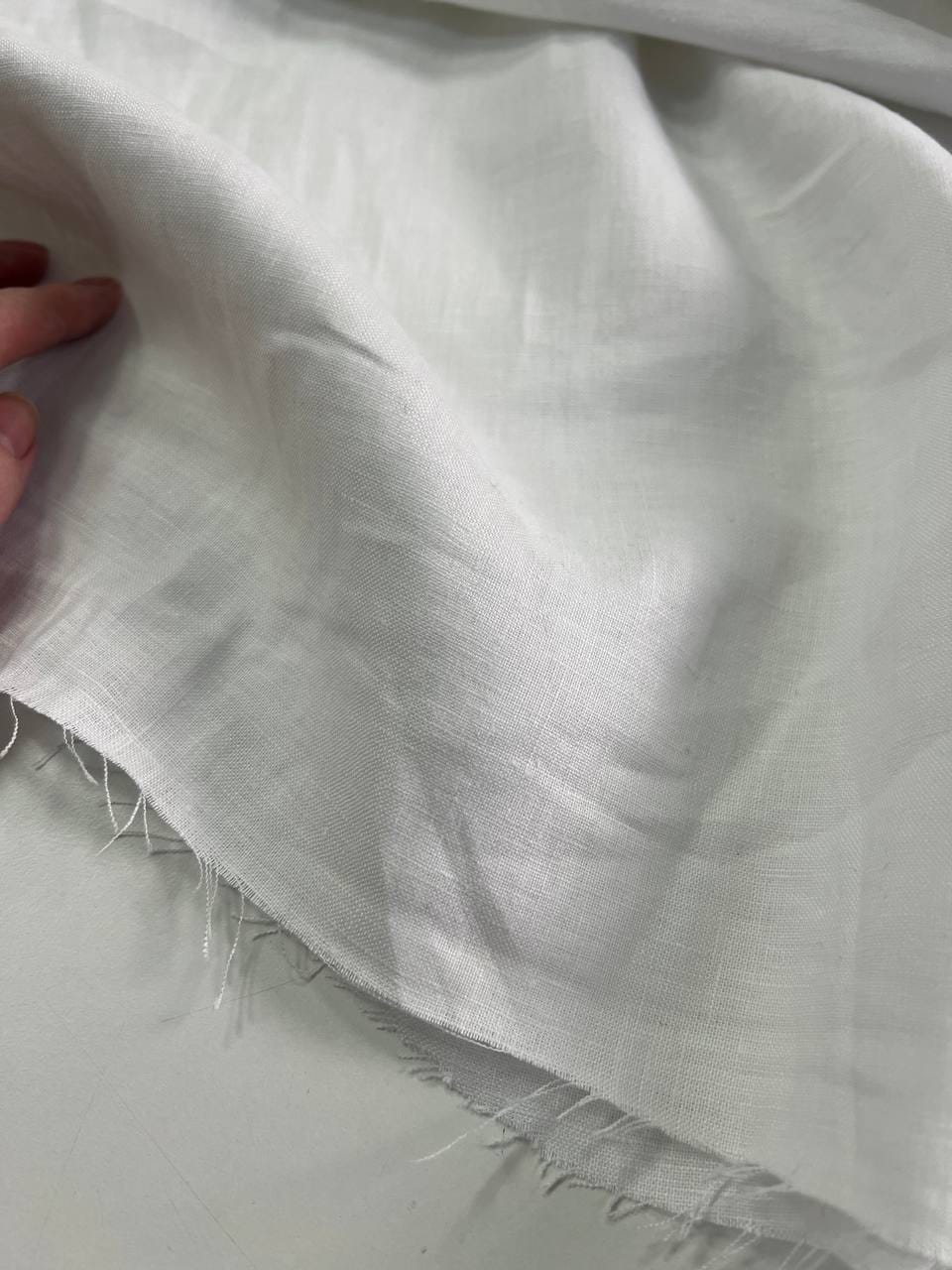 Лен 100% с эффектом мятости, Белый