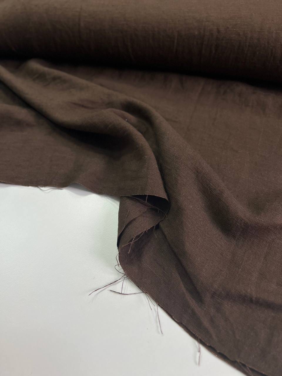 Лен с вискозой с эффектом мятости, Шоколад