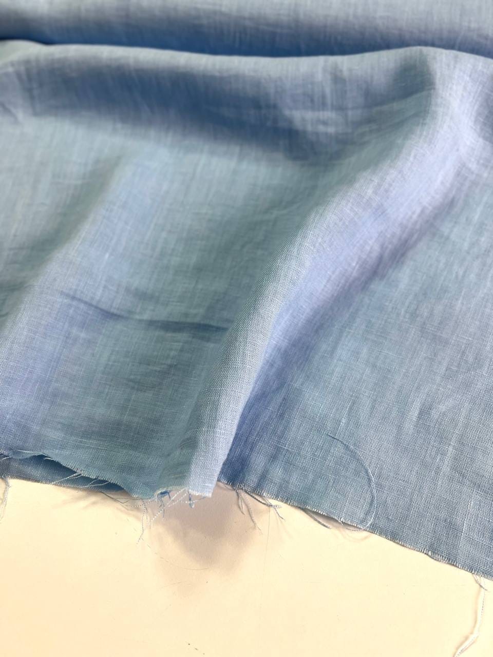 Лен с вискозой с эффектом мятости, Голубой