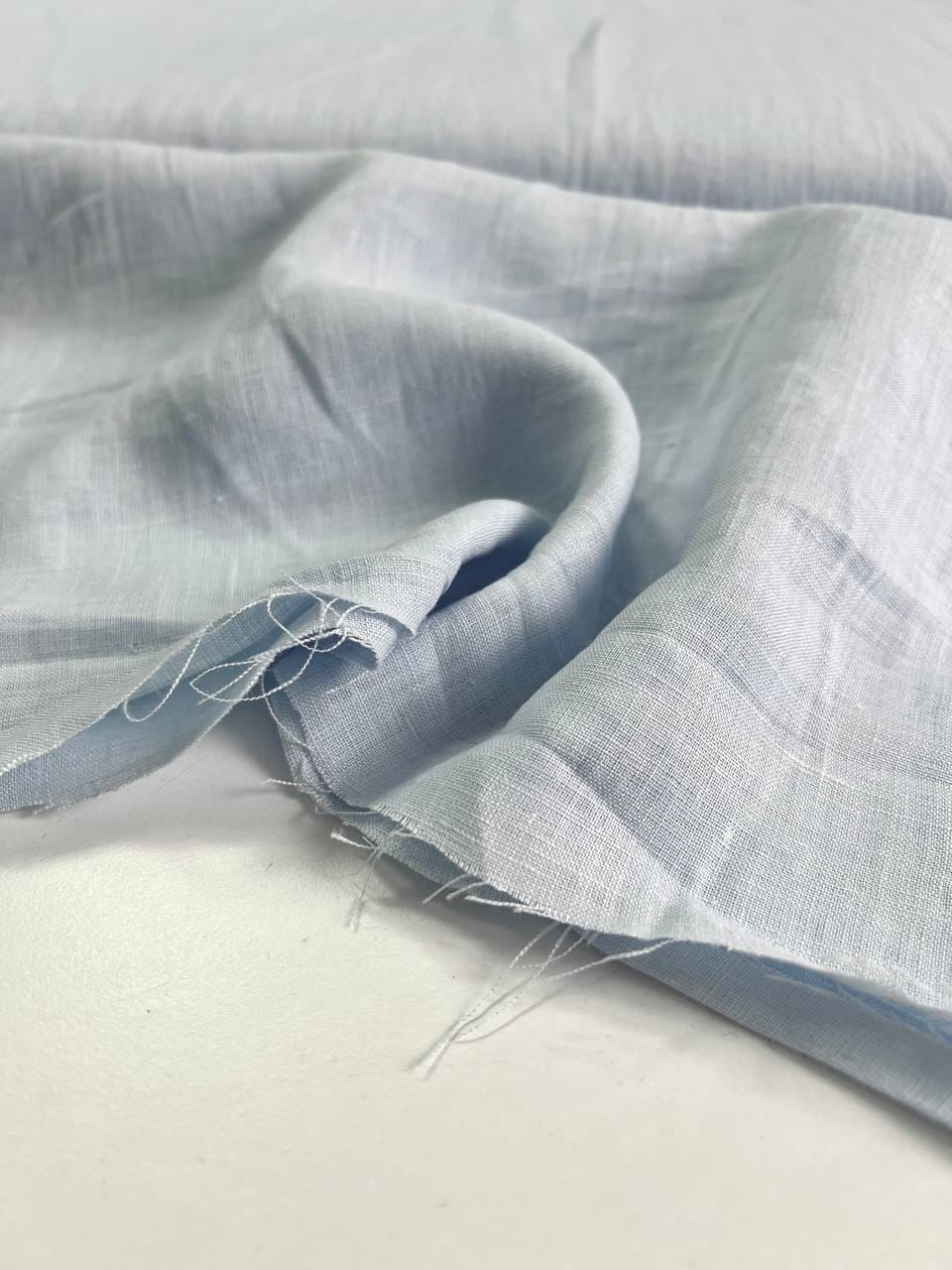 Лен 100% с эффектом мятости, Небесный