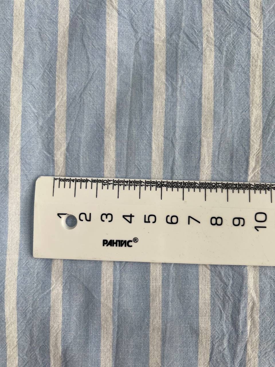 Хлопок Вареный, Полоска белая на голубом