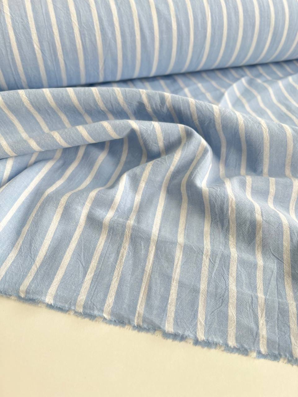 Хлопок Вареный, Полоска белая на голубом