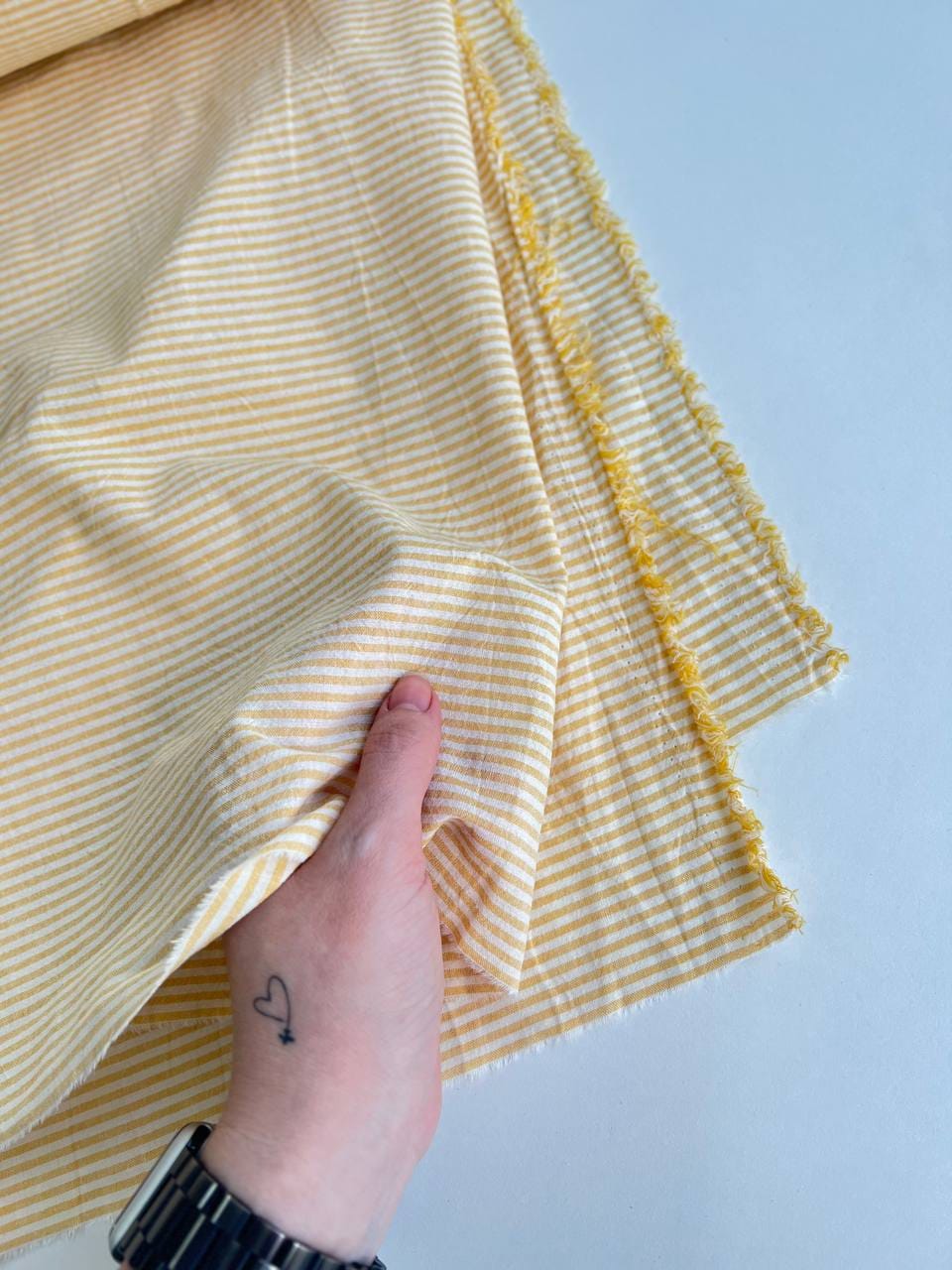 Хлопок Вареный, Полоска желтая на белом