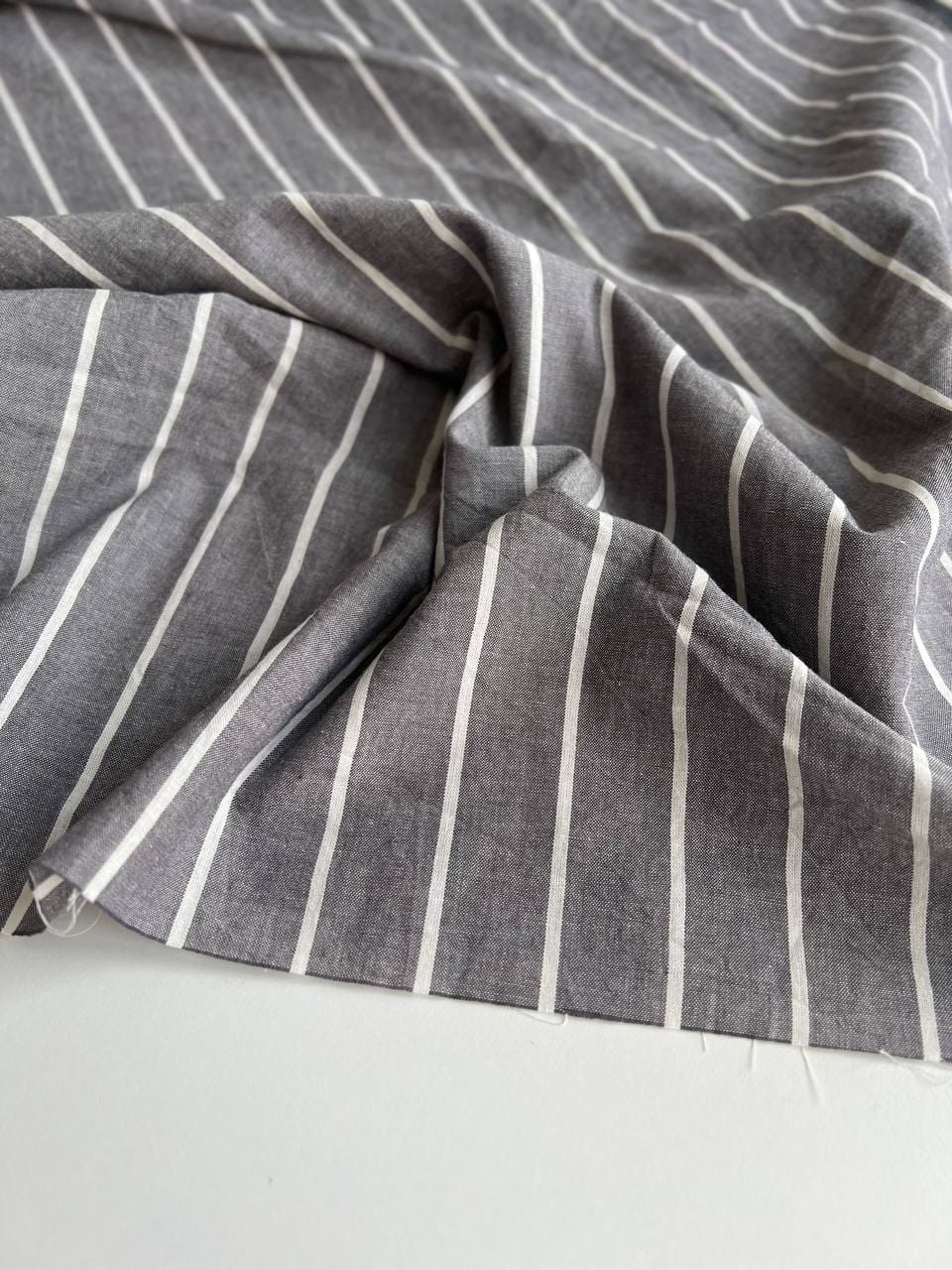 Хлопок Вареный, Полоска Серый Меланж