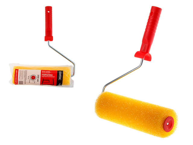 Валик поролоновый "Структурный" крупнопористый 250мм с ручкой 8мм STARTUL PROFI (покраска стен и фасадов, поролон, крупная структура) STARTUL Цена с НДС за 1 штуку