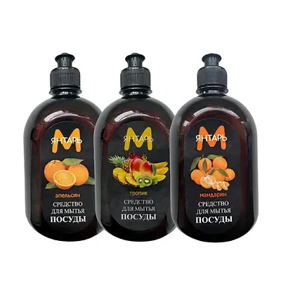 Ср-во для посуды ЯНТАРЬ С ДОЗАТОРОМ (апельсин, мандарин, тропик), 540 мл, РБ Цена с НДС за 1 штуку