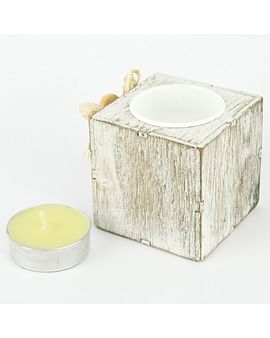Свеча "ШАЙБА" в деревянном кубе с декором "Сердечко" ассорт. DV-H-1325 Цена с НДС за 1 штуку