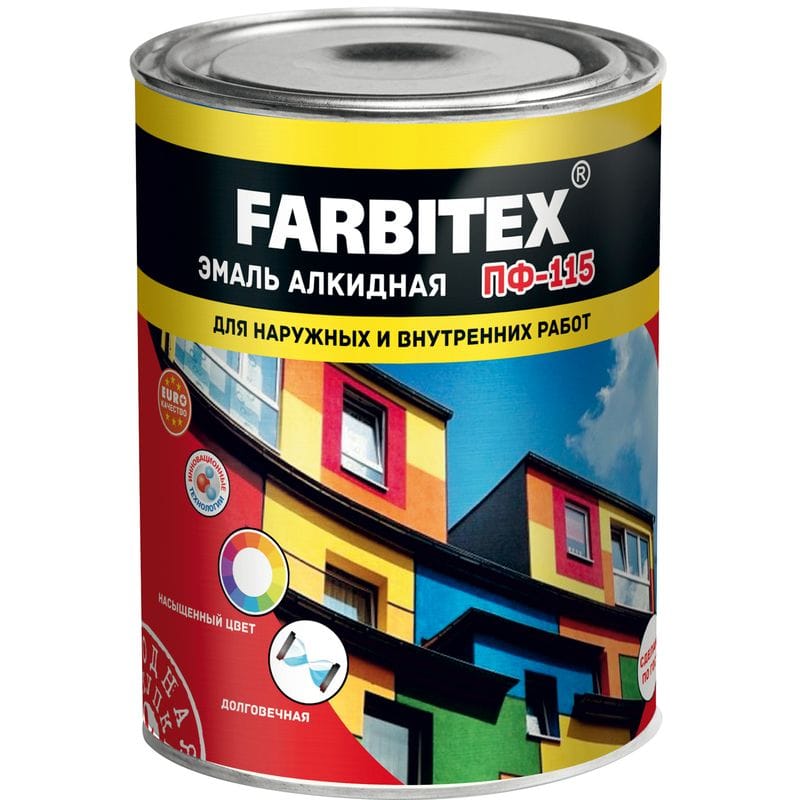 Эмаль алкидная ПФ-115 синий (0.8 кг) FARBITEX Цена с НДС за 1 штуку