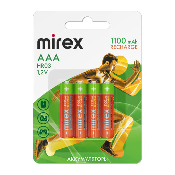 Аккумулятор AAA 1100mAh, Ni-MH 1,2V Mirex Цена с НДС
