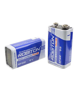 Батарейка plus (КРОНА) 9V солевой 6F22 ROBITON Цена с НДС за 1 шт