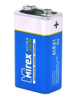 Батарейка 9V 6LR61/Крона Ultra Alkaline (КВАДРАТНАЯ) Mirex Цена с НДС за 1 шт
