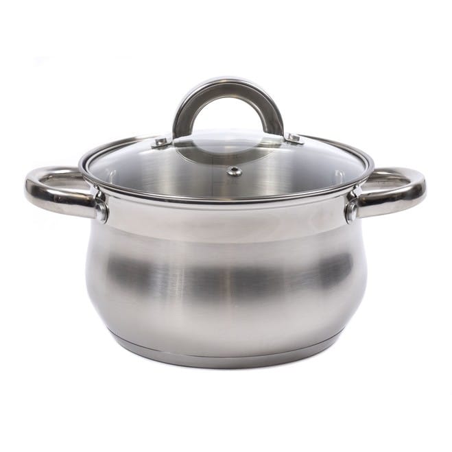 Кастрюля из кор.стойкой стали, 2,9л/18см. со стеклянной крышкой, арт, GS-01090-18CA-2 Цена с НДС