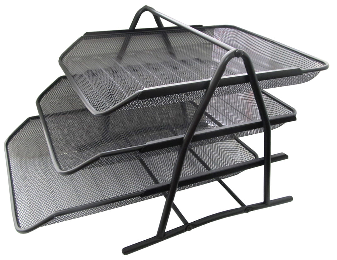 Лоток горизонтальный тройной металлический (сетка), черный Цена с НДС за 1 штуку