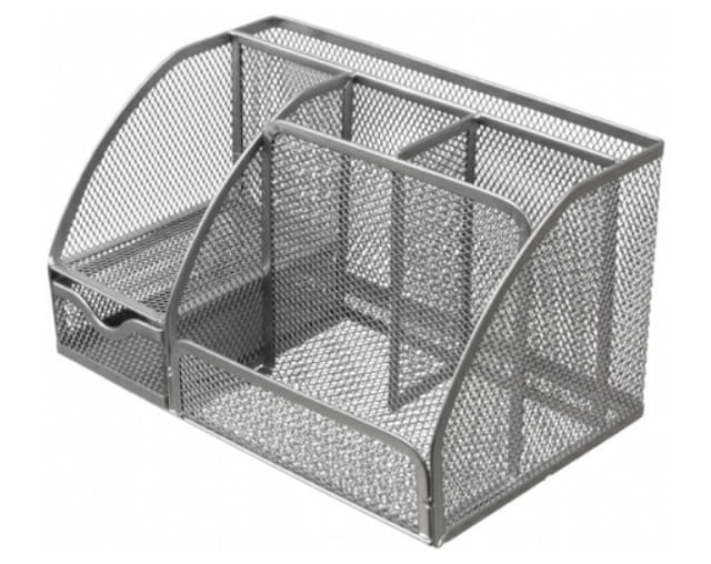 Подставка для канцелярских принадлежностей металлическая, серебро Цена с НДС за 1 штуку