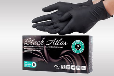 Перчатки НИТРИЛОВЫЕ Black Atlas одноразовые неопудр. (200 штук), Малайзия Цена с НДС