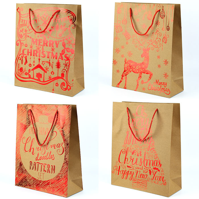 Пакет подарочный 32*26*10см "Darvish" НОВЫЙ ГОД крафт с рисунком Darvish Цена с НДС