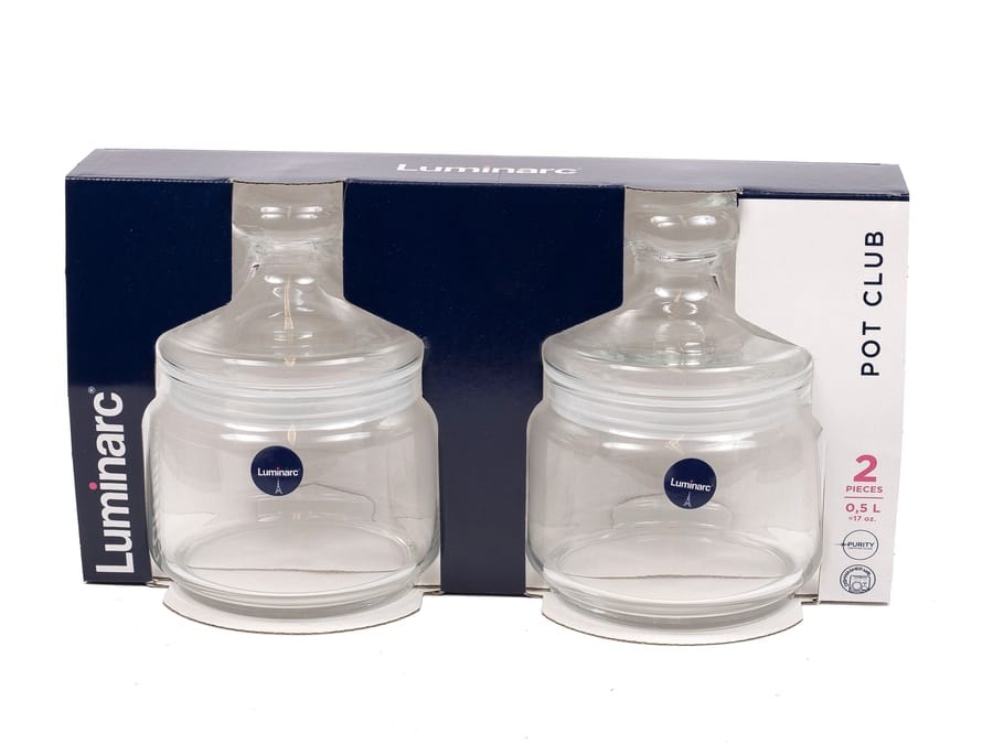 НАБОР БАНОК ДЛЯ СЫПУЧИХ ПРОДУКТОВ стеклянных CLUB 2шт. 500мл, арт.З5924, ОАЭ Luminarc Цена с НДС