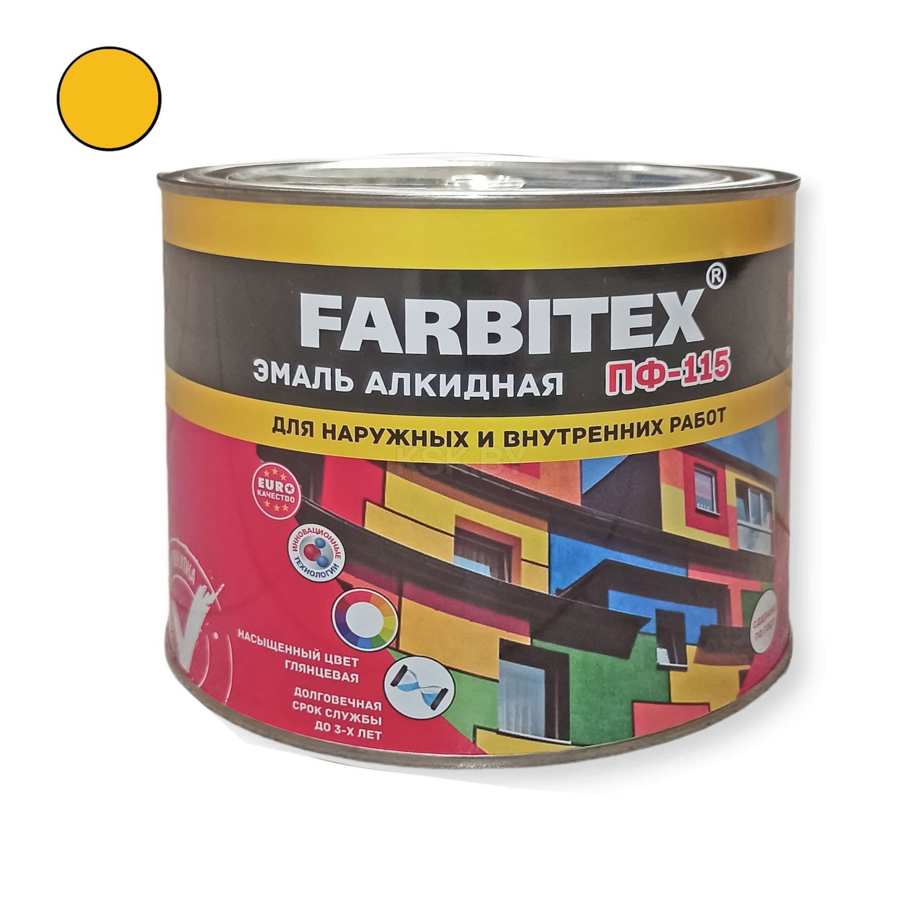 Эмаль ПФ-115 Желтая, 1,8 кг, FARBITEX, РФ FARBITEX Цена с НДС