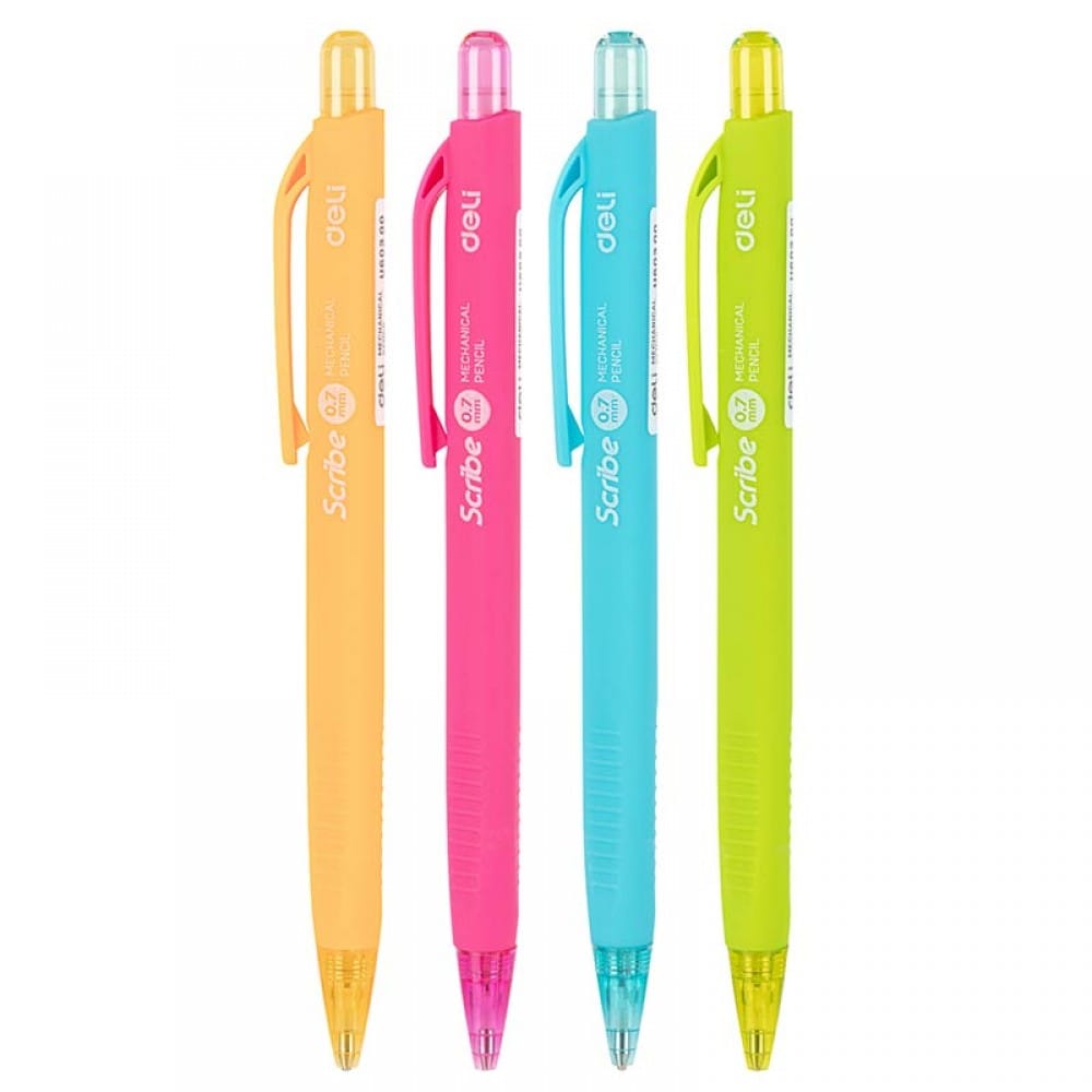 Карандаш механический DELI, 0,7 мм трехгранный с ластиком, ассорти,Китай DELI Цена с НДС